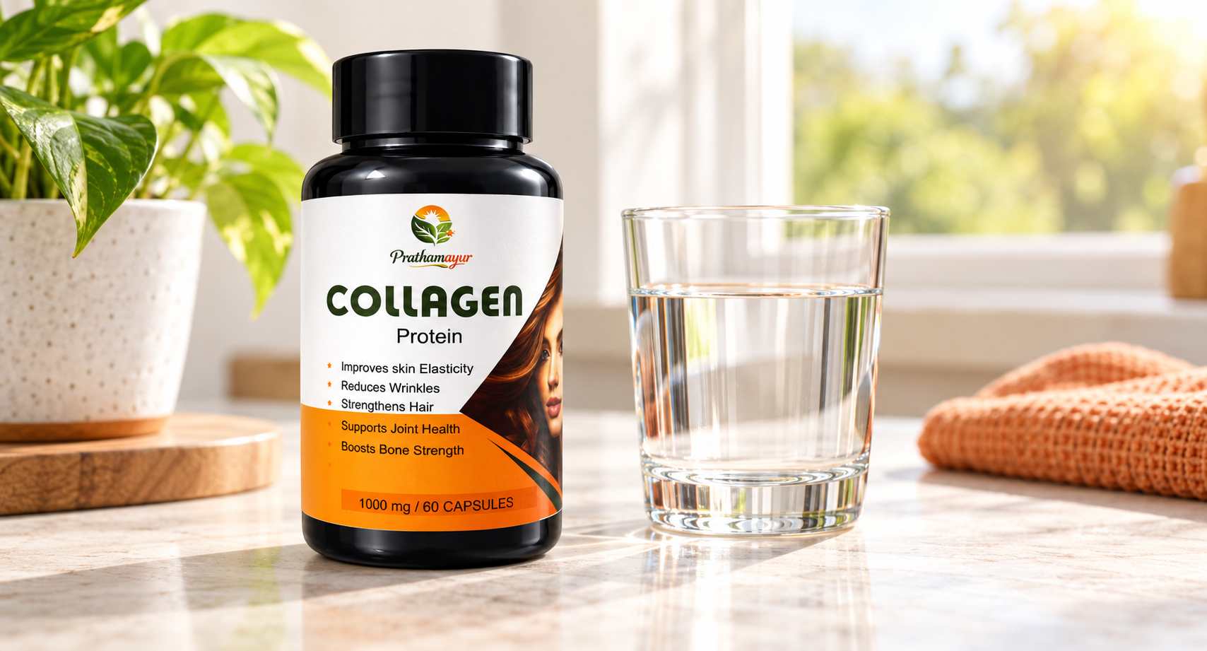 Collagen Protein Capsules 1000 mg for Men & Women | Amino Acid Blend with Glycine, Proline, Hydroxyproline & Vitamin C | Skin, Hair, Joint & Bone Nutrition | 60 Capsules