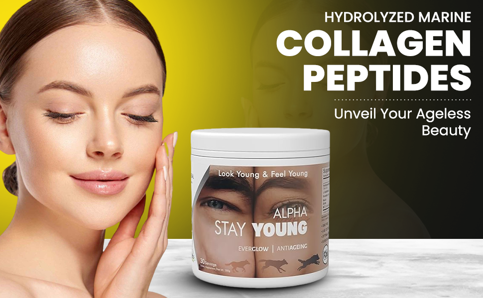 Alpha Stay Young :- Hydrolyzed Marine Collagen Peptides (TYPE 1 & 3), L-Glutathione, Rosehips, Niacin, Biotin, MCT(C8 & C10) (Alphonso Mango)