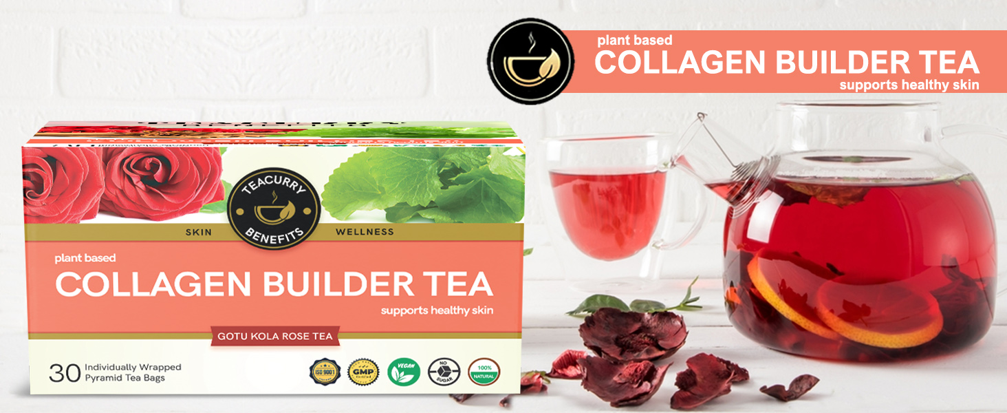 TEACURRY Collagen Builder Tea (2 Month Pack | 60 Tea Bags) - For Skin, Hair, Nails (With Vitamin C, Biotin)