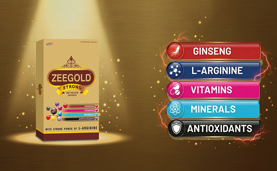 Zeegold Strong Soft Gelatin Capsules – Nutraceutical Multivitamin with Ginseng, L-Arginine, Vitamins, Minerals & Antioxidants (15 Capsule Each) - Pack Of 02
