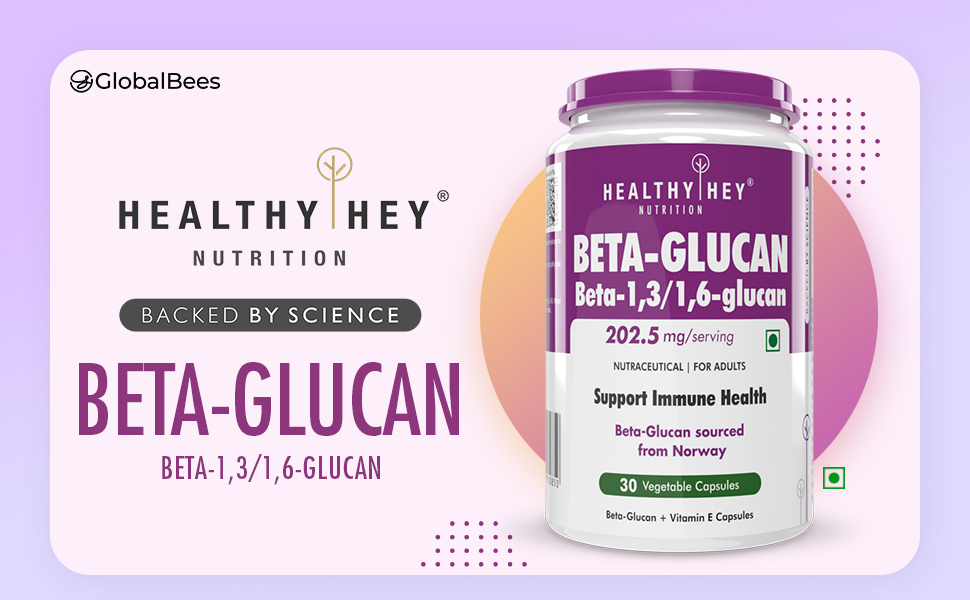 HealthyHey Nutrition Beta-Glucan Beta-1,3/1,6-glucan - Immunity Enhancer-30 Veg. Capsules