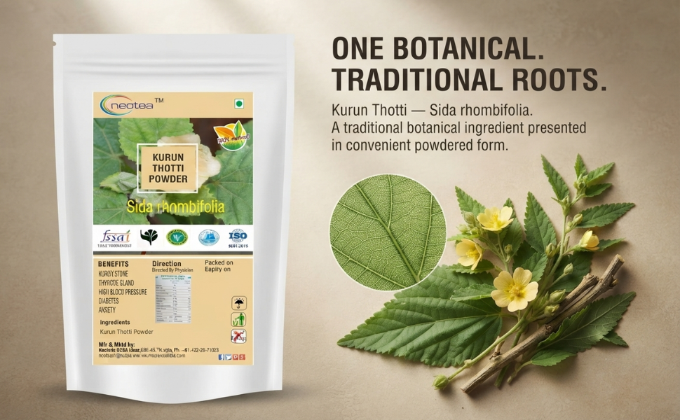 Neotea Kurunthotti Powder | Chitaamuttie Kharinta Chittuharalu | Sida Cordifolia Powder | Country Mallow Dried Root | Pure & Natural Bala Powder | Khareti Badiyalaka | Joint & Muscle Health | Boosts Energy & Immunity | Skin & Respiratory Support | Digestive & Reproductive Wellness 500GM pack of 1
