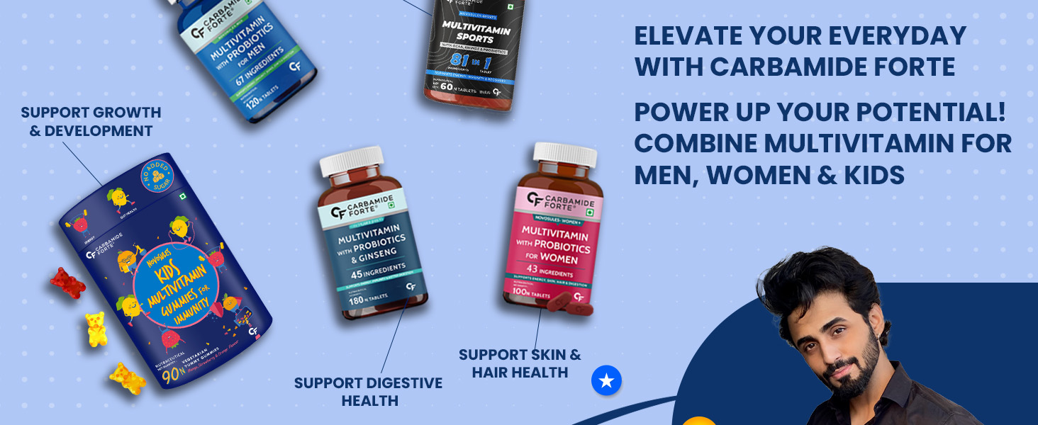 Carbamide Forte Multivitamin for Men(60 Veg Tablets), Immunity & Energy with 67 Ingredients |Multi Vitamins, Minerals, Probiotics, Superfoods, Fruits & Vegetable Blend– (Pack of 3)