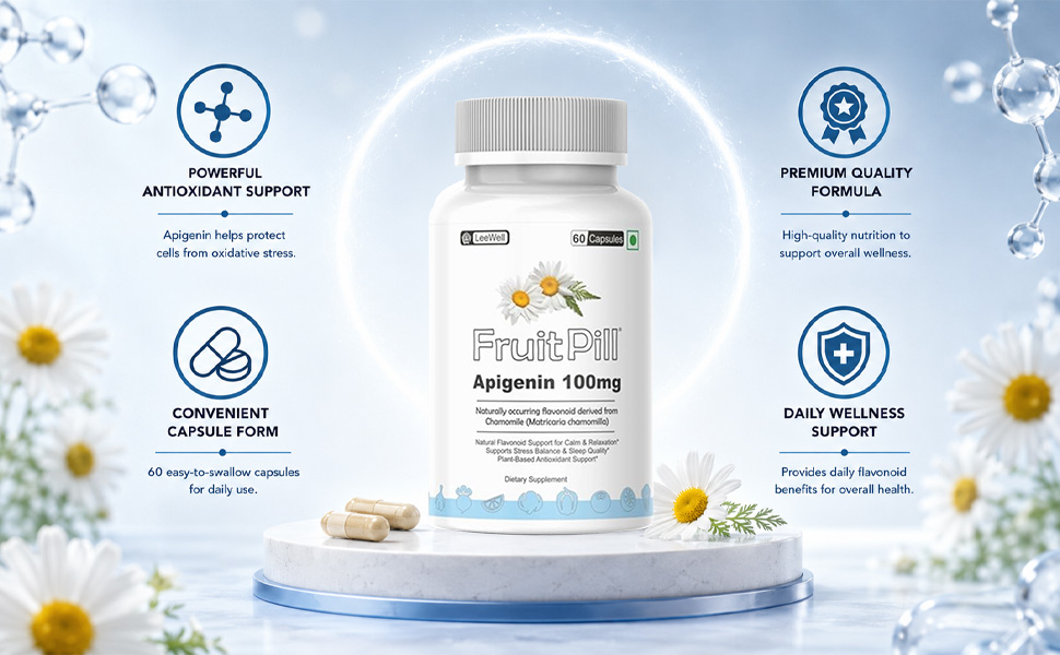 (LeeWell) Apigenin 100mg, Natural Flavonoid Supplement for Calm and Relaxation - 60 Capsules