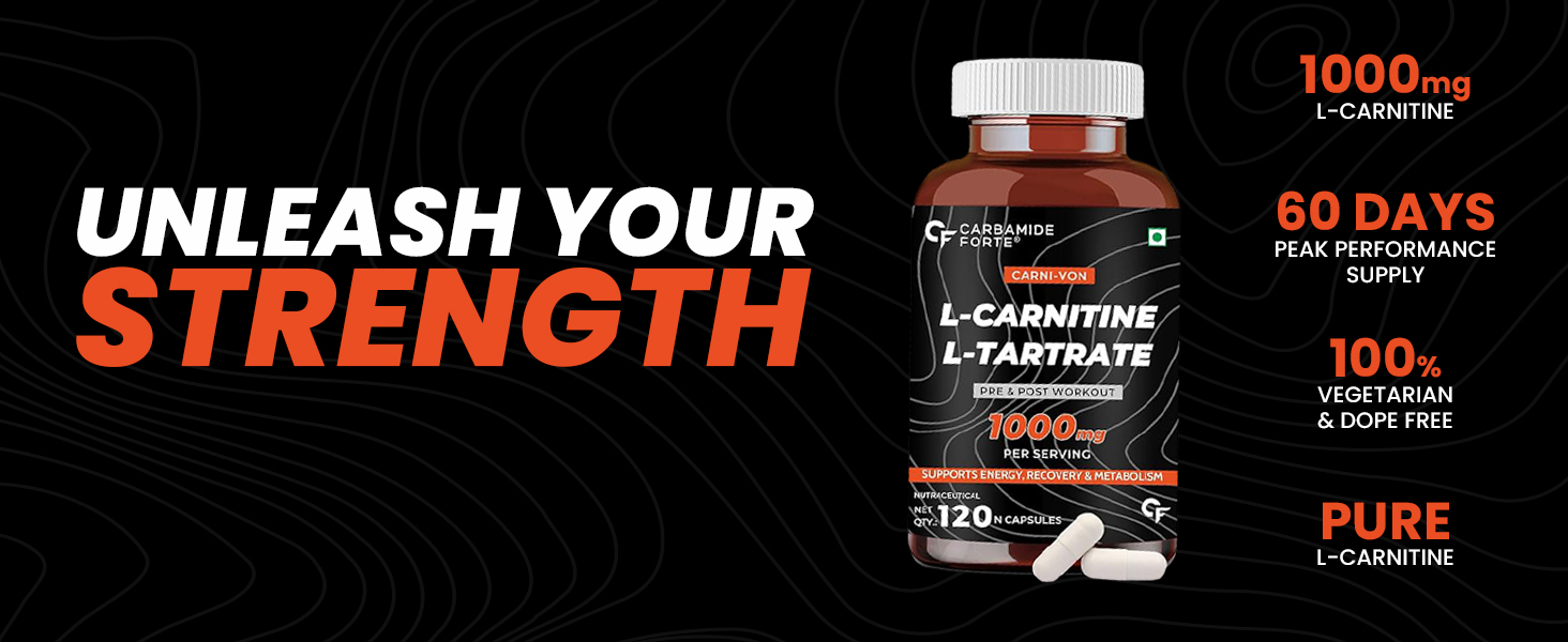 Carbamide Forte L-Carnitine L-Tartrate 1000mg |Pre Workout Supplement & Night & Day Fat Burner - Weight Loss Support & Creatine Monohydrate Supplement for Lean Muscle|Powder