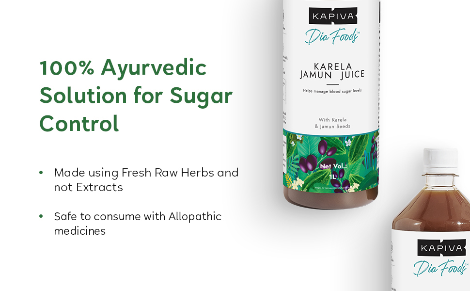 Kapiva Karela Jamun Juice | Helps Control Blood Sugar Level and Lower Bad Cholesterol | Diabetic Care (1L)