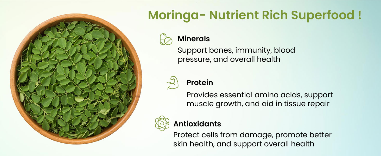 Vlado's Himalayan Organics Organic Moringa Tablet with 1200mg Moringa Leaves Extract | Moringa Powder Tablets for Immunity, Digestion & Energy - 60 Tablets