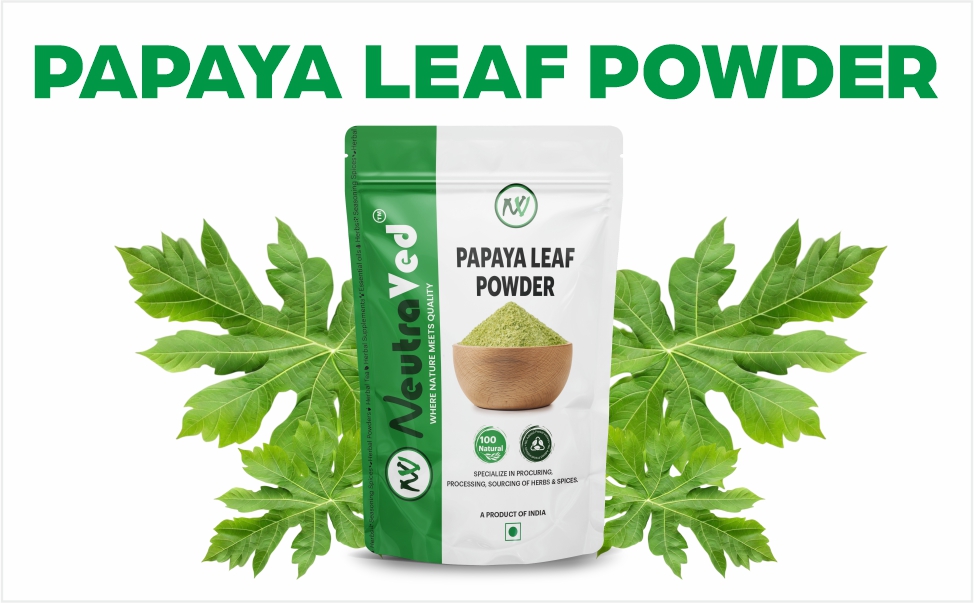 NeutraVed Papaya Leaf Powder I Supports Healthy Blood Platelets & Digestion I Herbal Supplement for Normal Blood Sugar Levels Natural and Pure Carica Leaves for Skin Face Pack & Eating - 100g