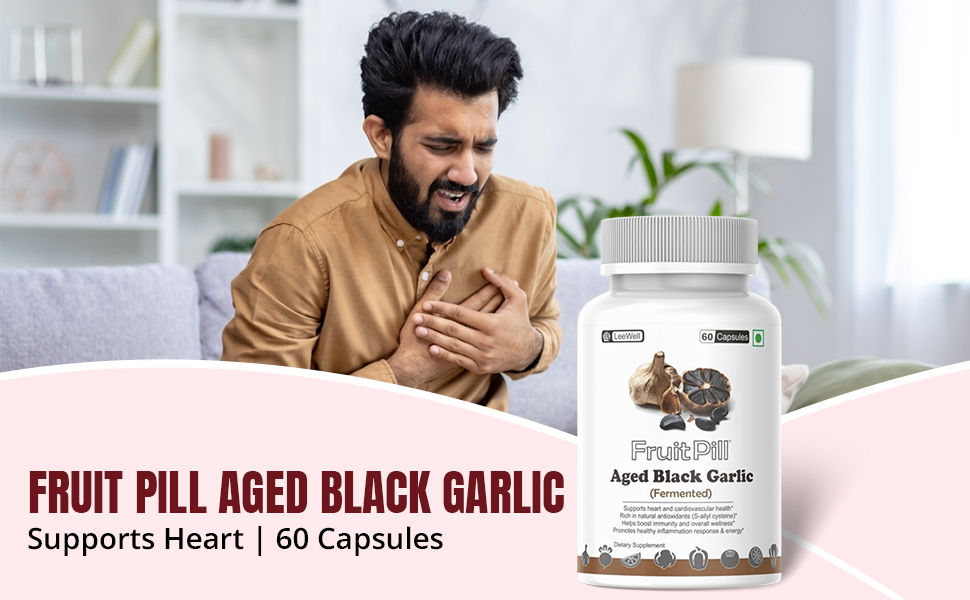 (LeeWell) Fermented Aged Black Garlic Supplement | S-Allylcysteine (SAC) Supplements, Antioxidant-Rich , Supports blood flow, Heart, Cholesterol Balance, Recovery, Cardiovascular Health - 60 Capsules