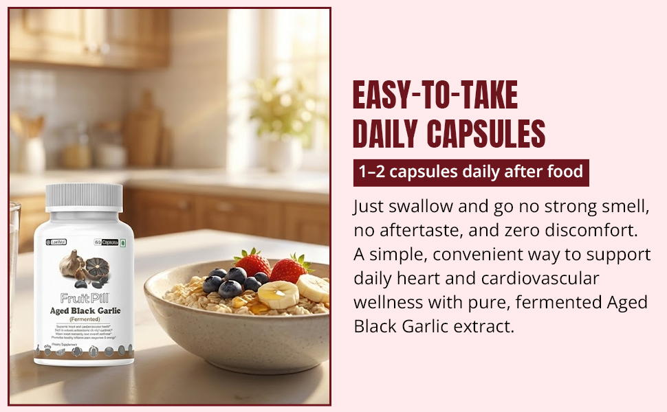 (LeeWell) Fermented Aged Black Garlic Supplement | S-Allylcysteine (SAC) Supplements, Antioxidant-Rich , Supports blood flow, Heart, Cholesterol Balance, Recovery, Cardiovascular Health - 60 Capsules
