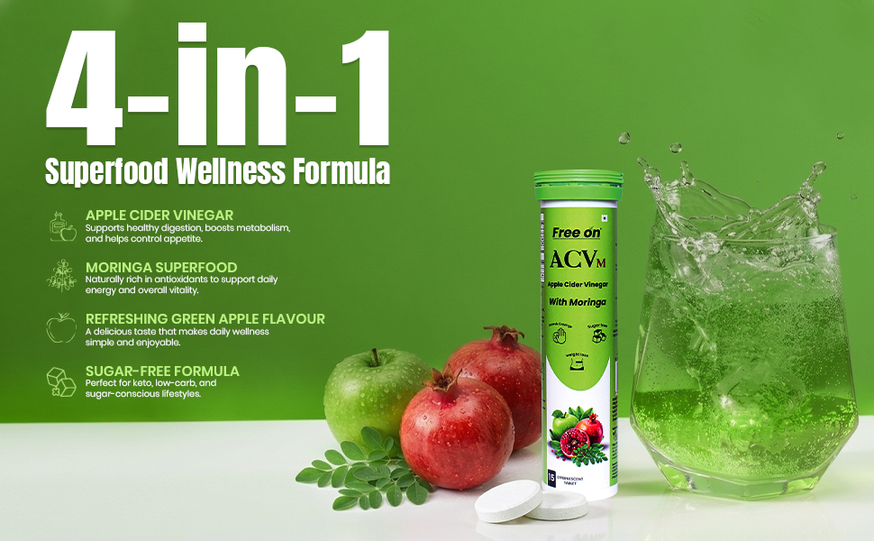 Free On ACV Moringa Effervescent Tablets for Weight Loss, 15 Tablets