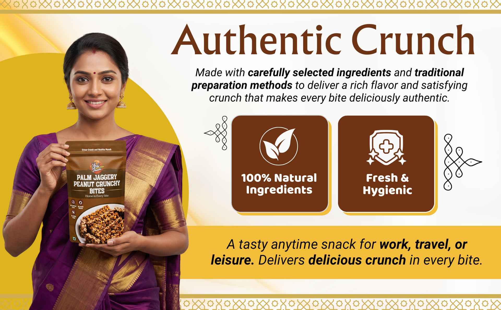 Sri Norukku Theeni Palm Jaggery Peanut Crunchy Bites (150g) | Karupatti Peanut Snack | Traditional Sweet Crunchy Bites | No Refined Sugar | Tea Time Snack