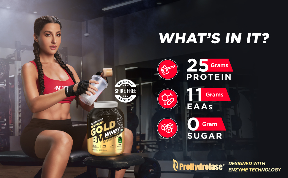 Bigmuscles Nutrition Premium Gold Whey [1Kilogram] | Informed Choice UK Certified | Isolate Whey Protein Blend | 25G Protein | 11G EAA | Prohydrolase Enzyme Technology [Cookie & Cream], 37 Grams