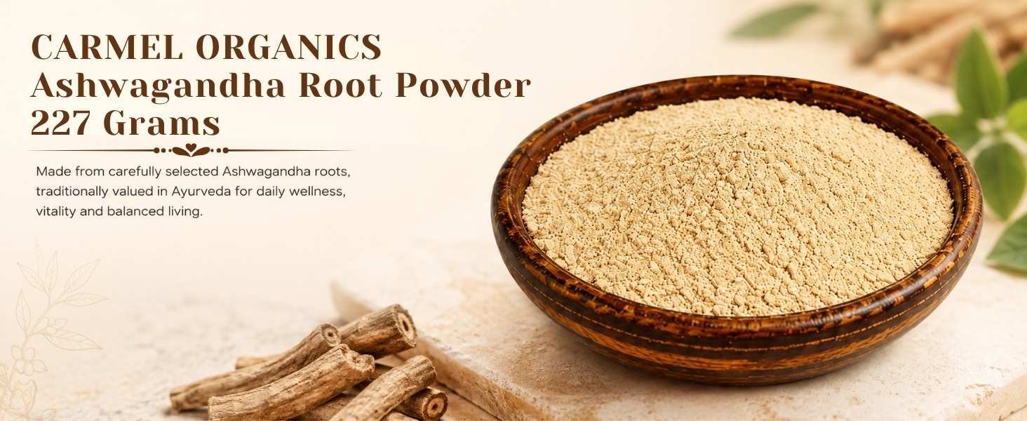 CARMEL ORGANICS Ashwagandha Root Powder 227 Grams