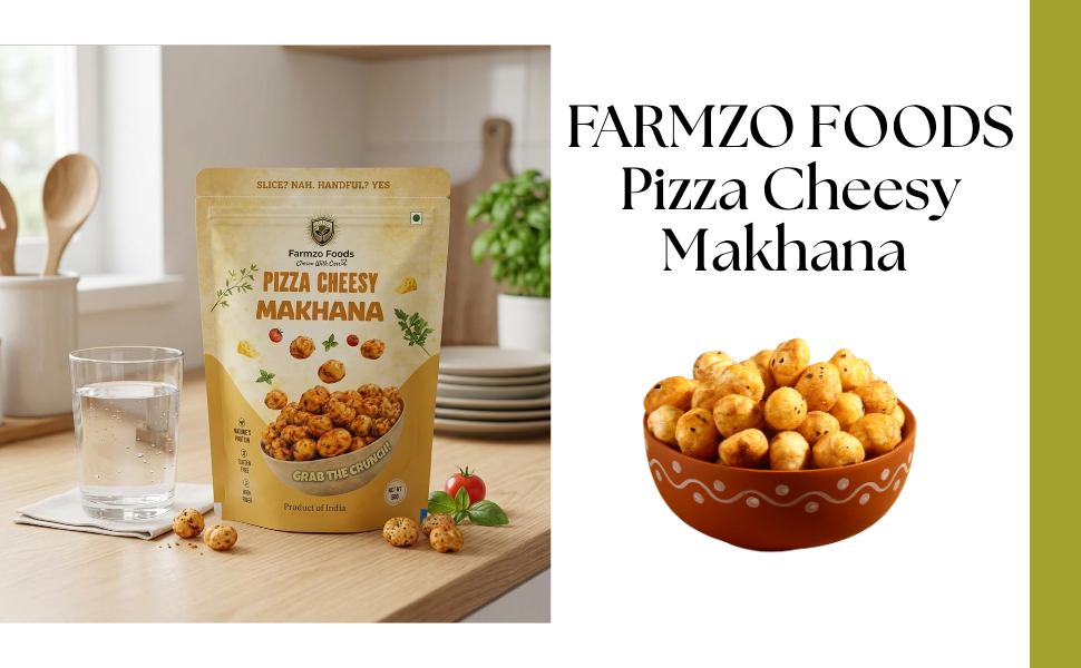 Farmzo Foods Pizza Cheesy Makhana | Crispy Roasted Fox Nuts | 50G