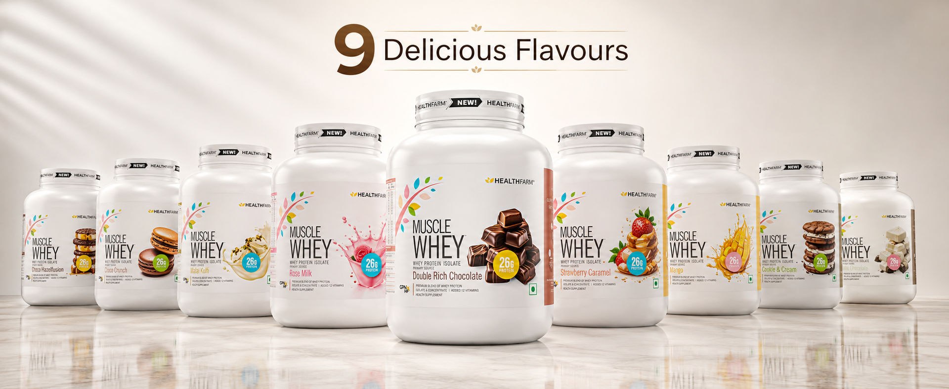Healthfarm Muscle Whey Protein,26g Protein Per Serving | Zero Amino Spiking Substance (Milk Chocolate, 2kg)