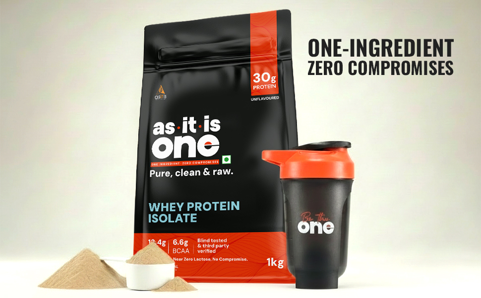 AS-IT-IS ONE Whey Protein Isolate - 1kg Unflavoured, 30g Protein per Serve. No Amino Spiking