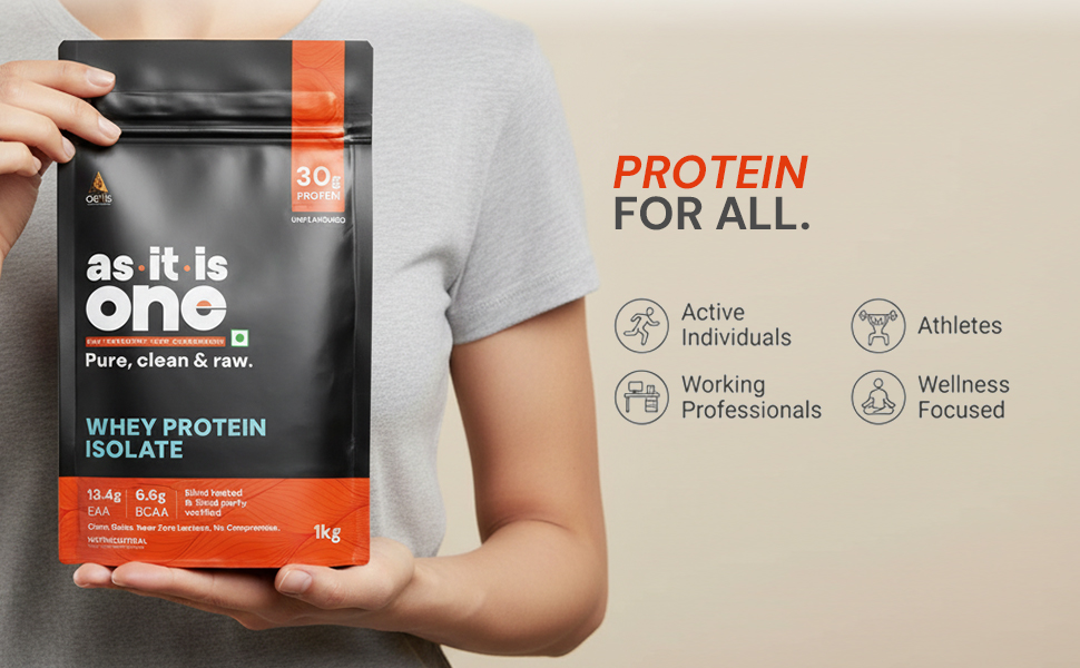 AS-IT-IS ONE Whey Protein Isolate - 1kg Unflavoured, 30g Protein per Serve. No Amino Spiking