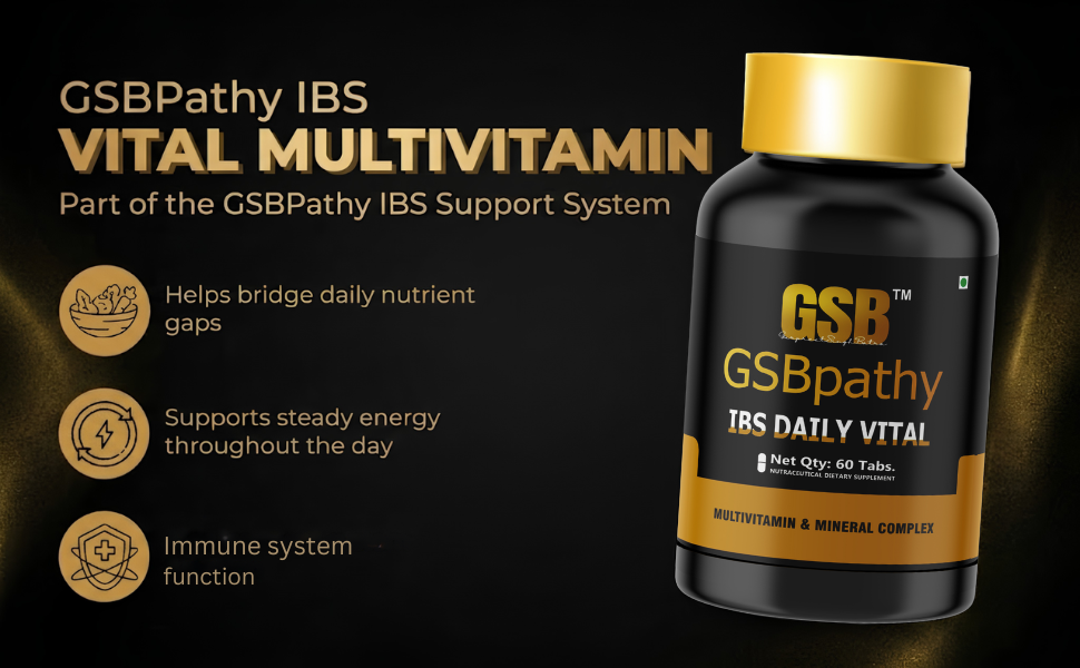 IBS Daily Vital Multivitamin and Mineral Tablets | Daily Energy Immunity and Gut Support for IBS Management (60 Tablets)