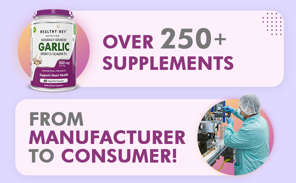 HealtyHey Nutrition Odorless Garlic Extract (1:13) Allium Sativum - 2% Allicin -(60 Veg Capsules)