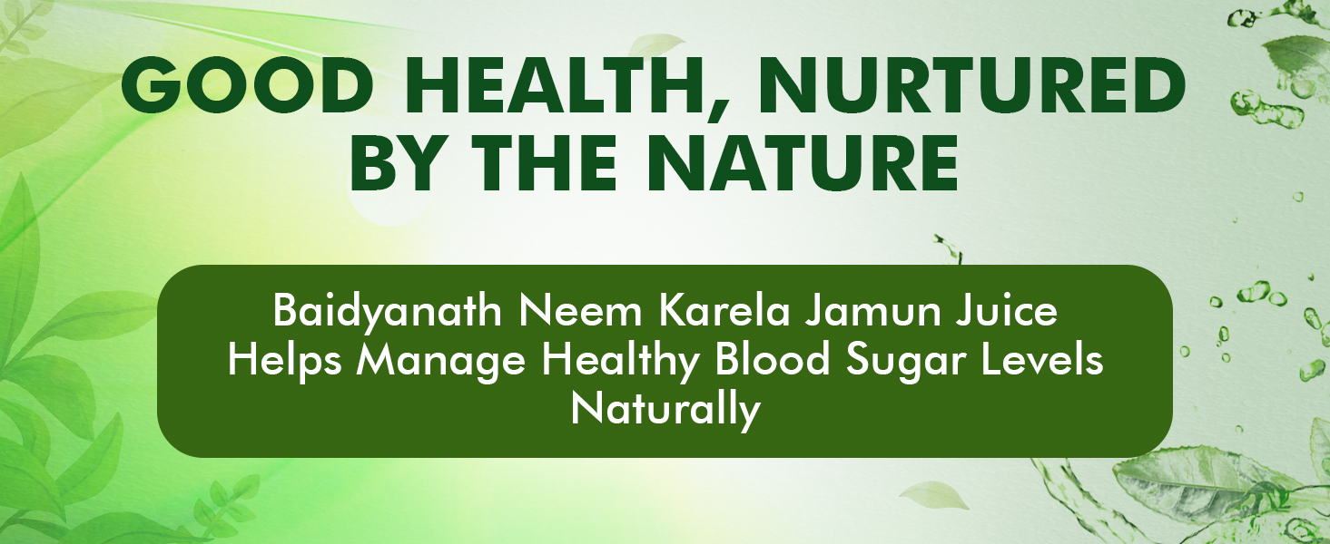 Baidyanath Ayurved Neem Karela Jamun Juice -1000ml | Natural Remedy for Blood Sugar Management & Reduces Bad Cholesterol | Best For Digestive Health, Diabetic Care, Skin Care & Natural Detox | No Added Sugar