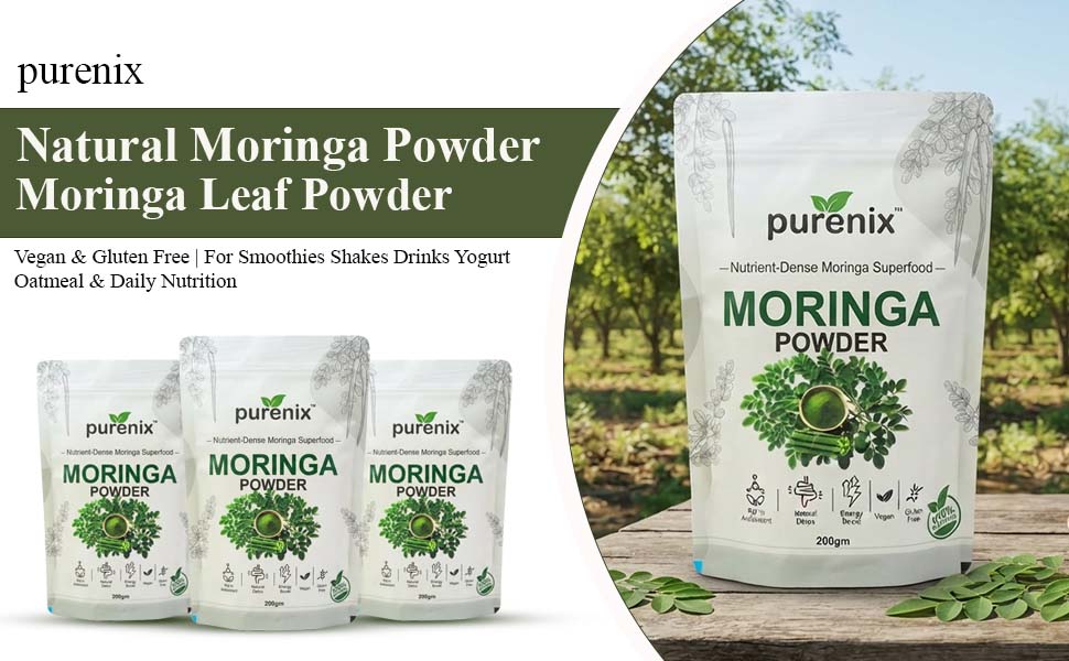 Moringa Powder 200g | 100% Natural Moringa Leaf Superfood Powder | Vegan & Gluten Free | For Smoothies Shakes Drinks Yogurt Oatmeal & Daily Nutrition