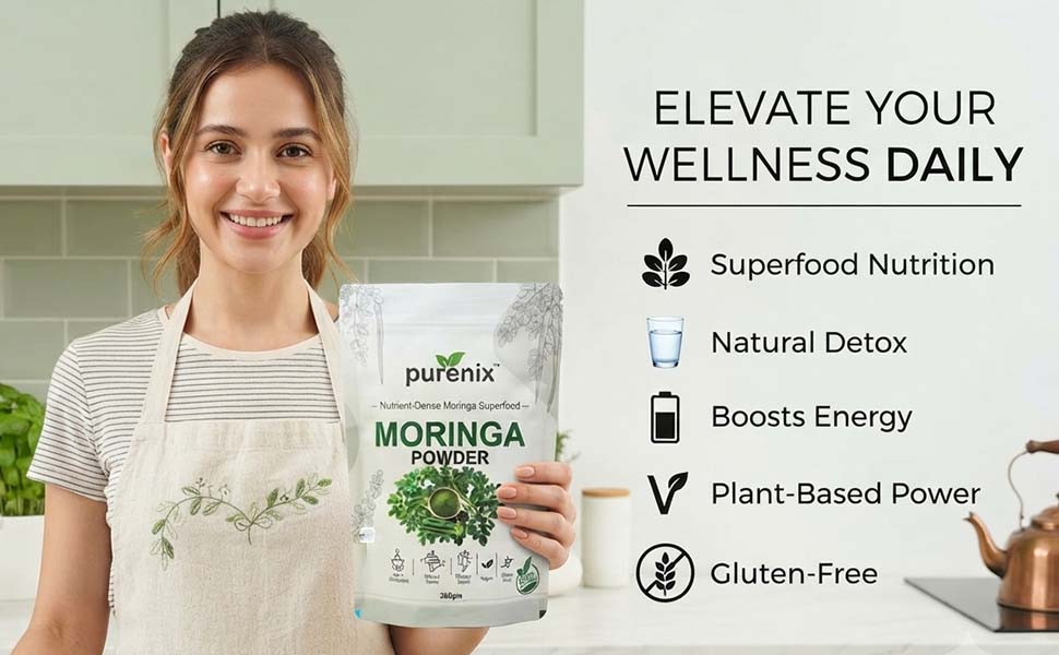 Moringa Powder 200g | 100% Natural Moringa Leaf Superfood Powder | Vegan & Gluten Free | For Smoothies Shakes Drinks Yogurt Oatmeal & Daily Nutrition