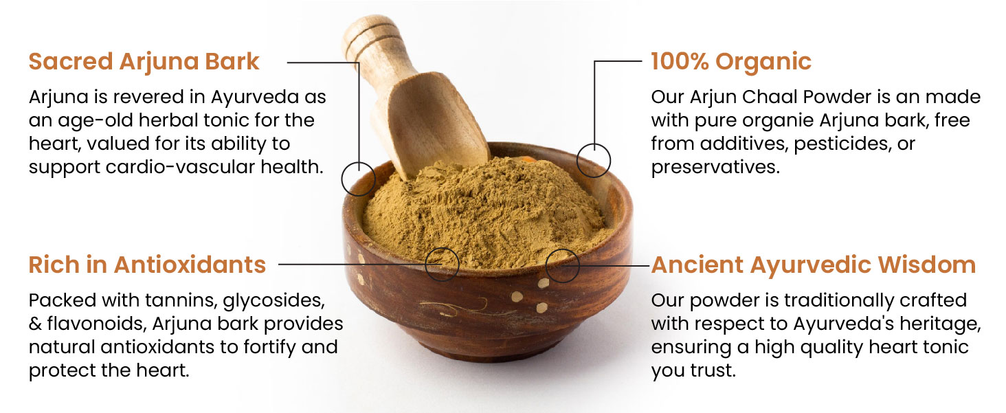 Vlado's Himalayan Organics Organic Arjun Chaal Powder-500G | 100% Natural & Pure Herbal Arjun Ki Chaal Powder For Men & Women I USDA Organic | To Support Heart Health & Promote Good Cholesterol