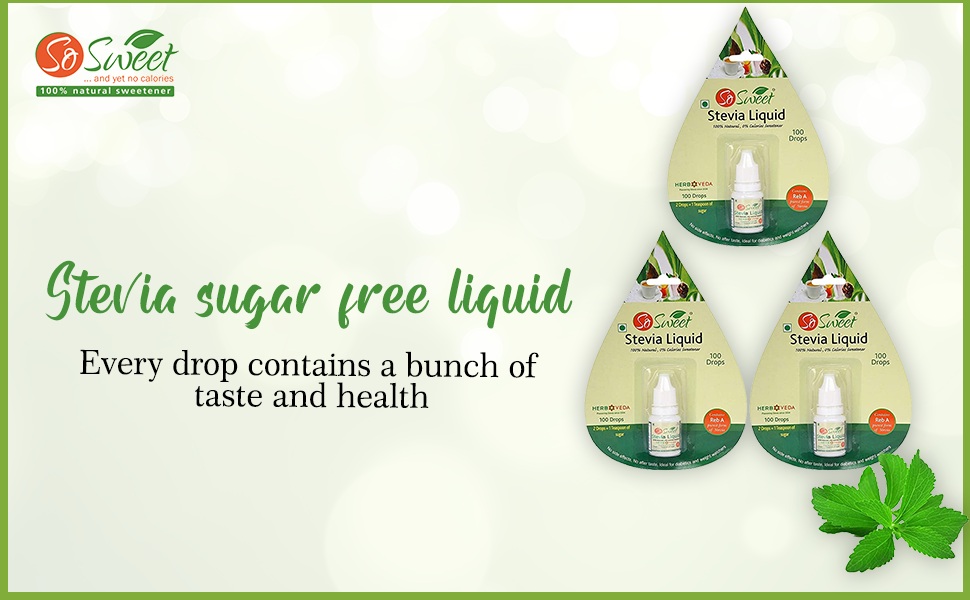 So Sweet Stevia Liquid Sugar Free Natural Zero Calorie Sweetener (Pack of 4, 1600 Drops - 400 Drops Each)