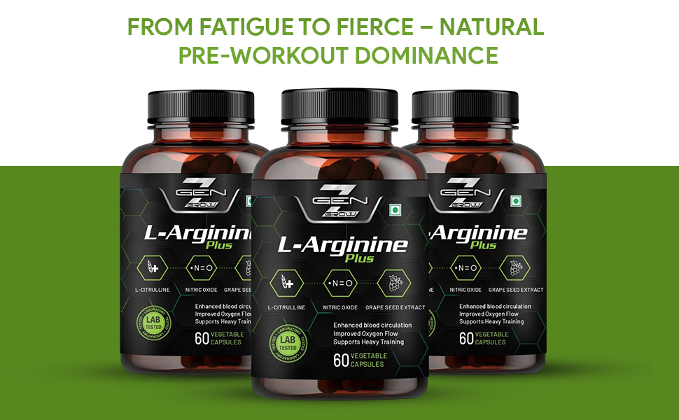 L Arginine Plus Supplement 1600 MG L Arginine, Korean Red Panax Ginseng extract for Pre-Work Out for Vascularity, Endurance, Heavy Training, Nitric Oxide Booster 60 Capsules