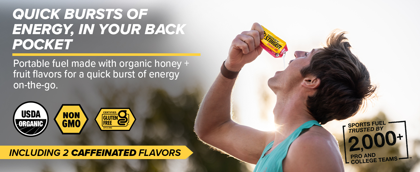 Honey Stinger Organic Fruit Smoothie Energy Gel, Gluten Free & Caffeine Free, for Exercise, Running and Performance, Sports Nutrition for Home & Gym, Pre and Mid Workout, 12 Pack, 13.2 Ounce