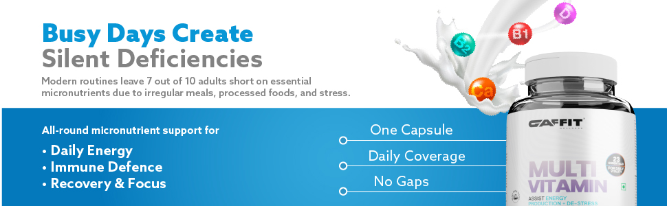 Daily Multivitamin Tablets for Men & Women | 23 Essential Vitamins & Minerals | 100% RDA Coverage, Supports Energy, Immunity & Daily Vitality GMP Certified | 60 Tablets
