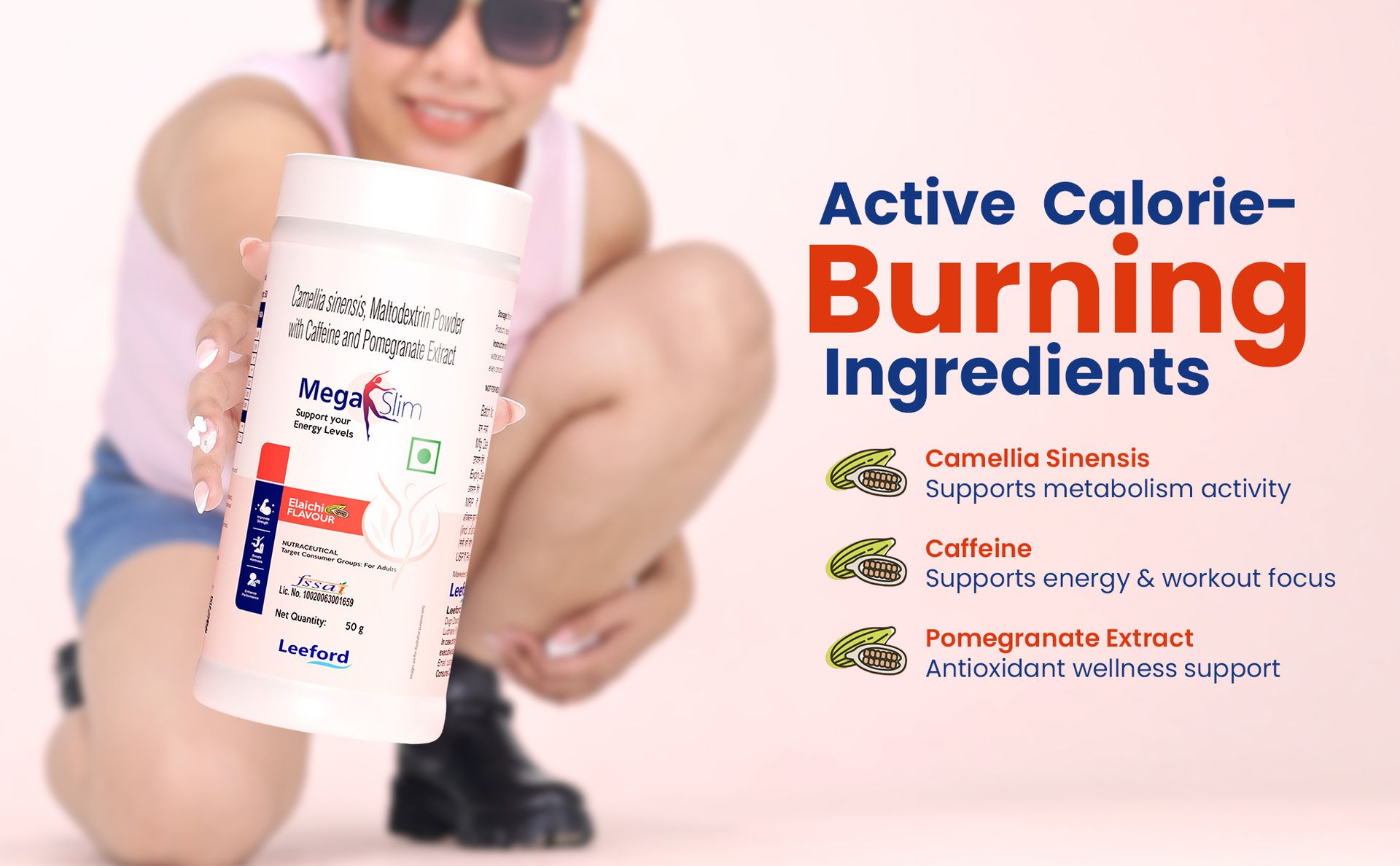 Nutraceutical Energy Drink Mix for Adults, Elaichi Flavour, 50 g