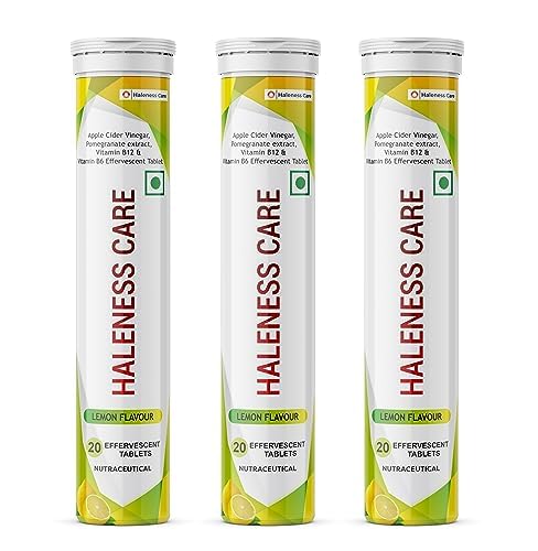 Apple Cider Vinegar For Weight Management | Effervescent Tablets | Lemon Flavour with Vitamins B6 & B12 (Pack of 1 Month (60 Tablets))