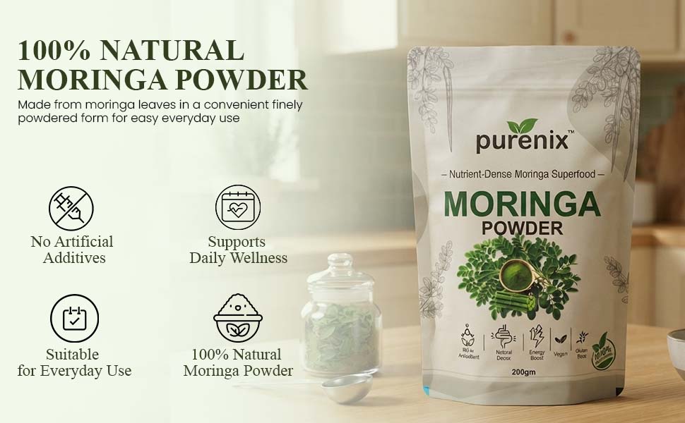 Moringa Powder 400 g | 100% Natural Moringa Leaf Superfood Powder | Vegan & Gluten Free | For Smoothies Shakes Drinks Yogurt Oatmeal & Daily Nutrition