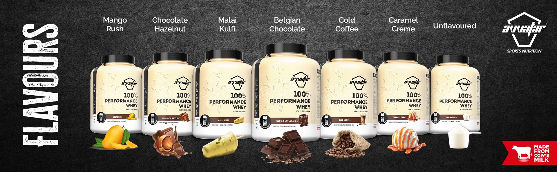 avvatar PERFORMANCE WHEY PROTEIN | 1Kg | Malai Kulfi Flavour I 27.5g Protein | 29 Servings