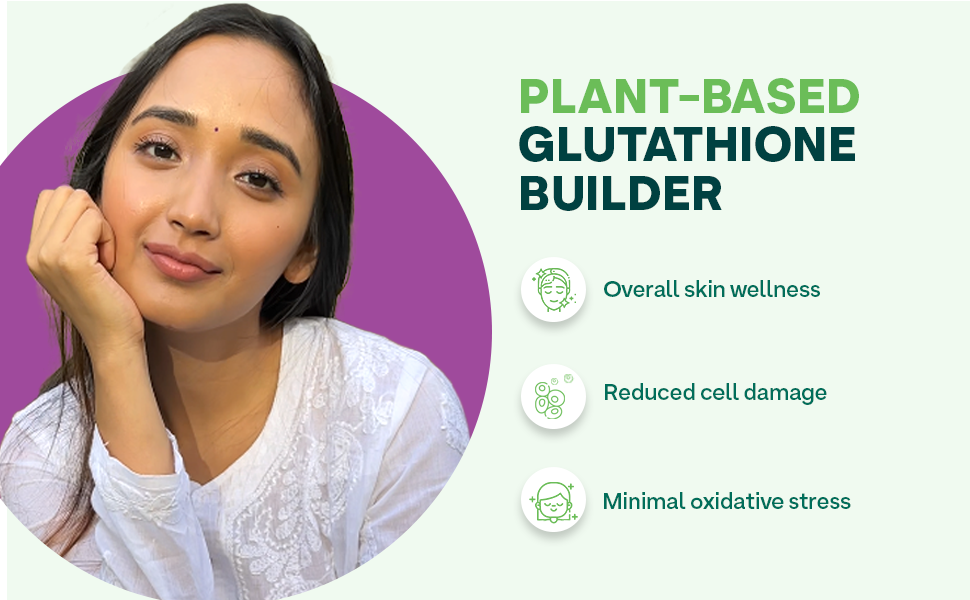 OZiva Plant Based Glutathione Builder, Skin Glow, Anti-Ageing, 120 Caps