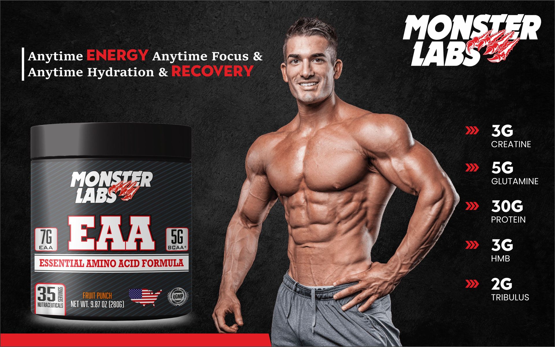EAA | Essential Amino Acids Blend | Blue Raspberry Flavor | 280g | 35 Servings | Muscle Recovery & Performance Booster