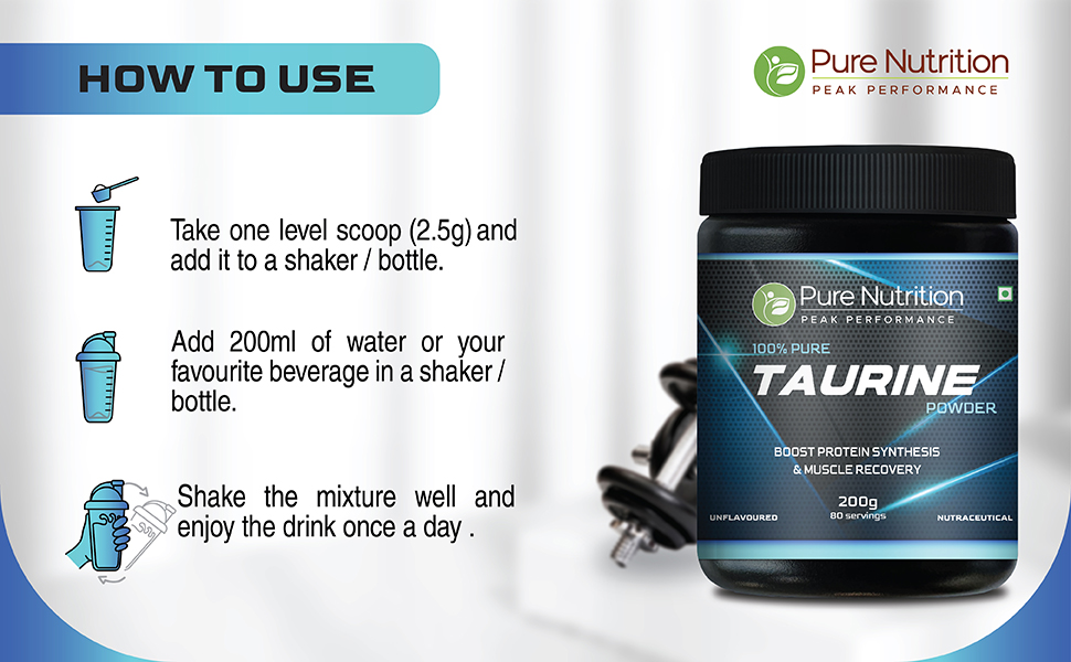 Pure Nutrition L-Taurine Powder 200g | Premium Amino Acid Supplement | Boosts Muscle Recovery & Performance | Supports Energy, Heart Health, & Overall Wellness | Ideal for Fitness, Stamina, & Active Lifestyle