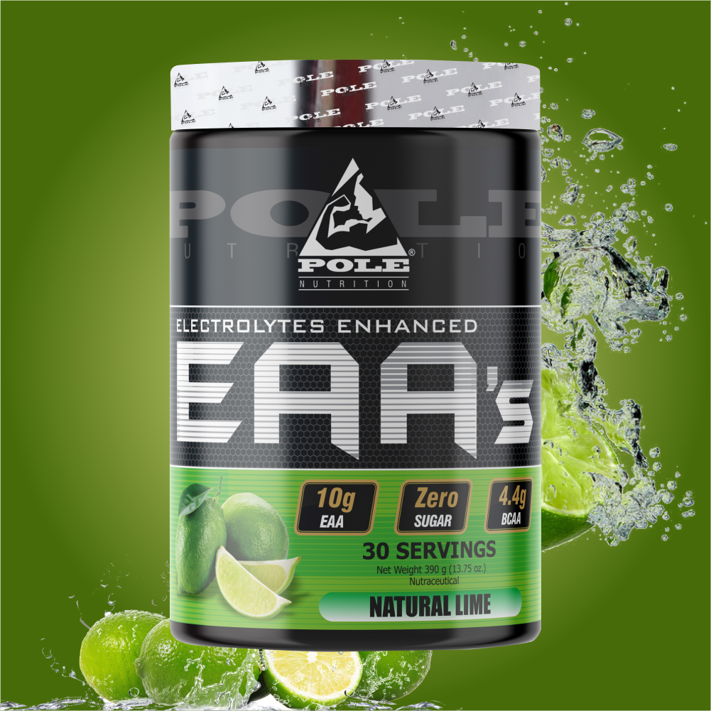 Pole Nutrition EAA Electrolytes - Enhanced, Zero Sugar, Natural Lime Flavour | 390g, 30 Servings | Premium Amino Acid & Hydration Formula