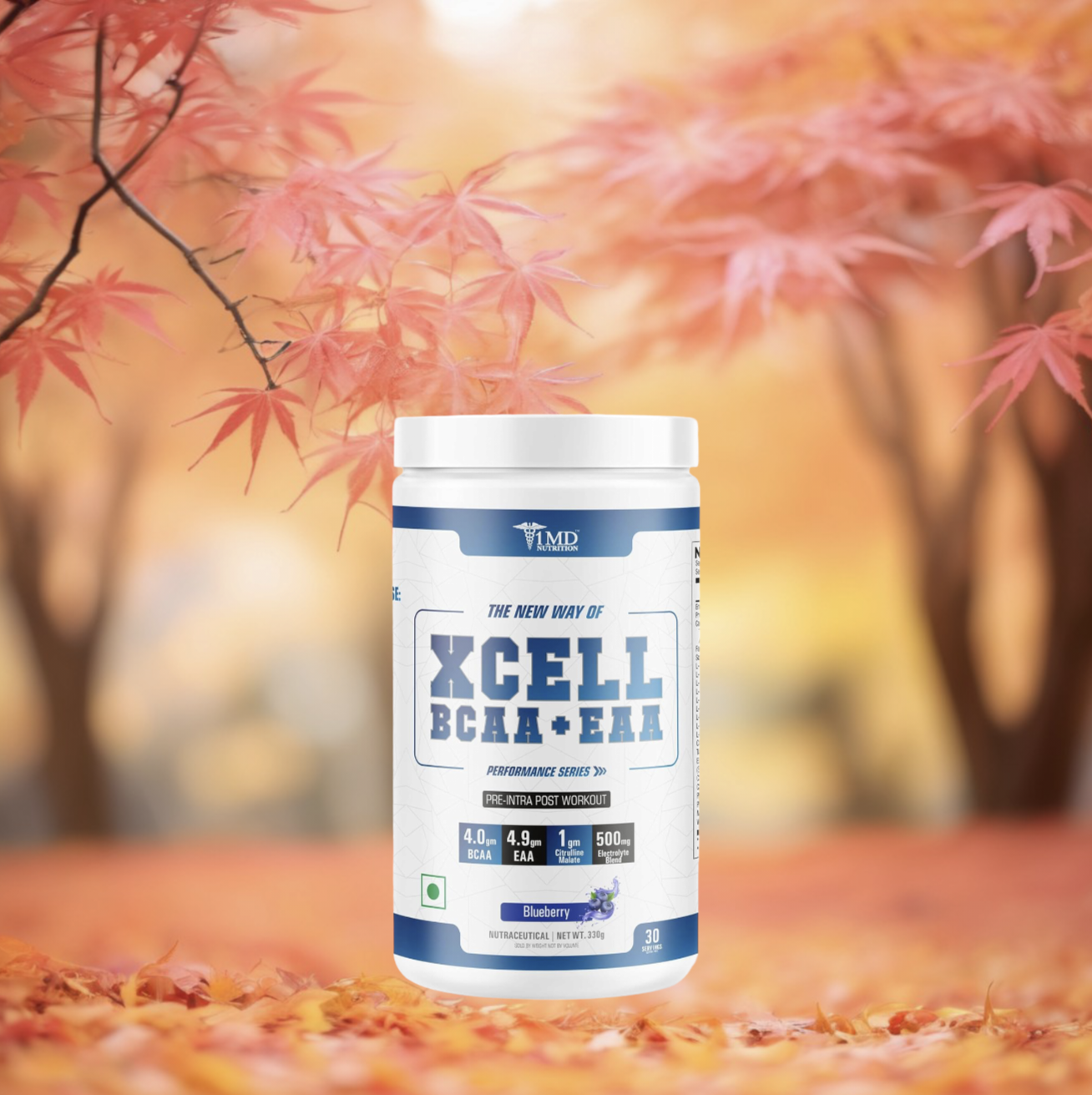1MD Nutrition | X-CELL BCAAs with EAAs | 4g BCAA, 4.9g EAA, 1g Citrulline, 1g Taurine | 330 gm, 30 Servings (Watermelon)