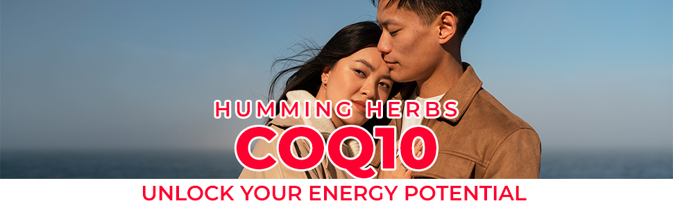 Humming Herbs CoQ10 600mg Cellular Support Supplement with Resveratrol, Bergamot & Vitamin E - Heart Health & Energy Booster - Antioxidan 60 Caps