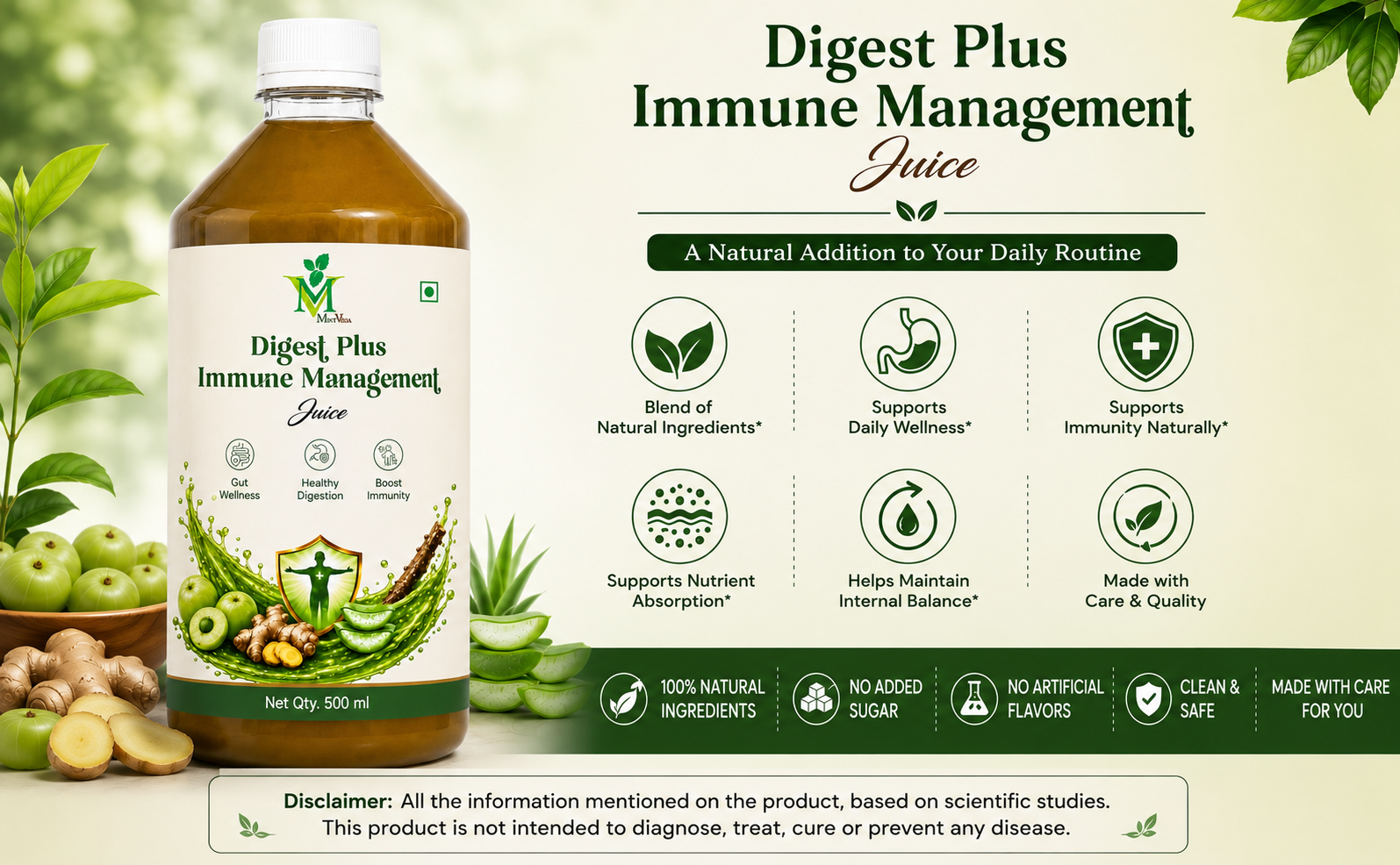 Mint Veda Digest Plus Immune Management Juice - 500ml