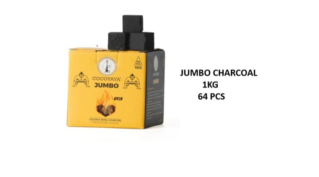 PUFF SMART Premium 100% Organic and Natural Jumbo Coconut Coal Charcoal for Hookah 1KG (64 Pcs)