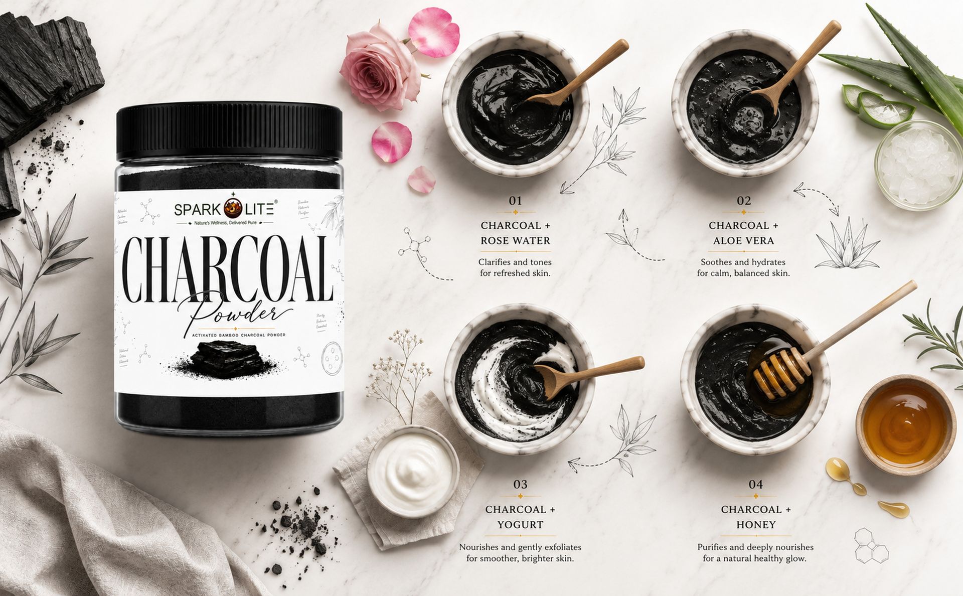 Activated Bamboo Charcoal Powder 500 Gram for Face, Hair & Body | 100% Natural Fine Powder | DIY Face Mask, Body Scrub, Hair Mask & Handmade Soap | Deep Cleansing Cosmetic Grade | No Chemicals