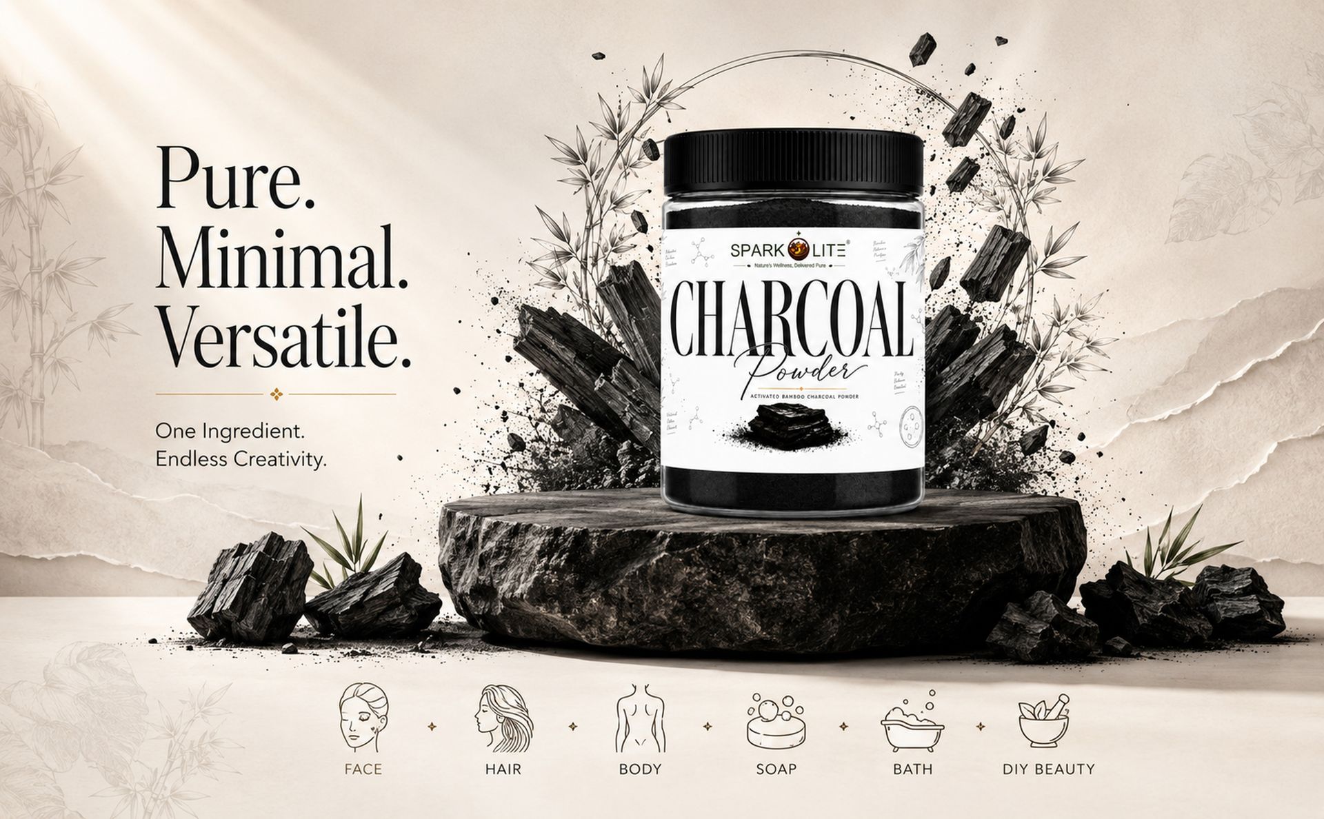 Activated Bamboo Charcoal Powder 500 Gram for Face, Hair & Body | 100% Natural Fine Powder | DIY Face Mask, Body Scrub, Hair Mask & Handmade Soap | Deep Cleansing Cosmetic Grade | No Chemicals