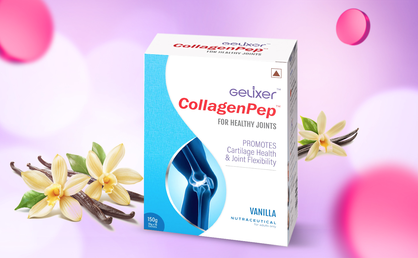 CollagenPep (Vanilla Flavour) Collagen Powder 150g, Premium Proven Japanese Bovine Collagen Peptides for Knee Pain Due to Osteoarthritis, Healthy Joint Wellness (Pack of 15 x 10g Sachets)