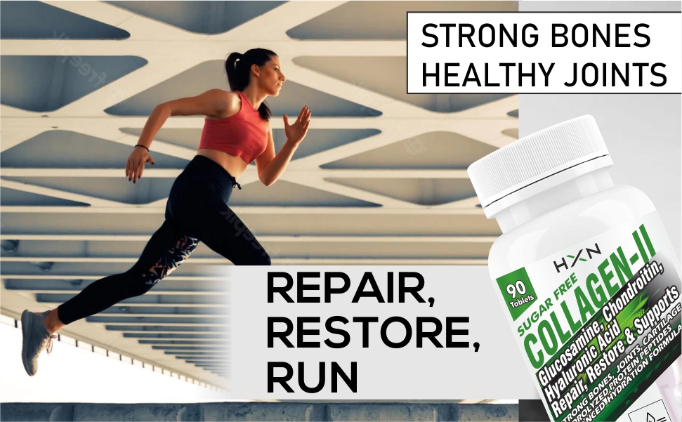 HXN Collagen Powder Supplement. Hydrolyzed Protein Peptides Type 2-90 No Sugar Tablets