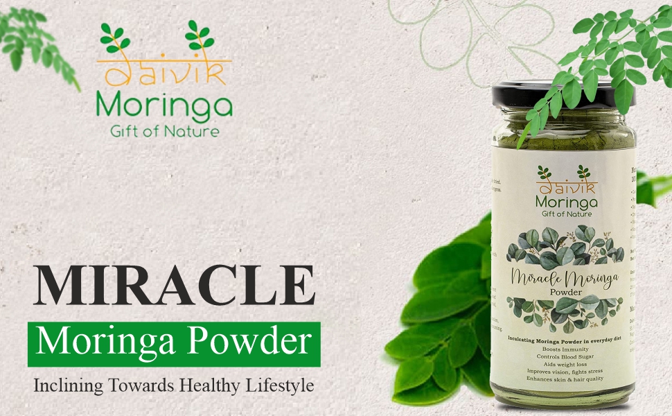 Daivik Moringa Miracle Moringa Powder, Dried leaf powder, Plant Based, Rich in Antioxidants, Superfood (120 grams)