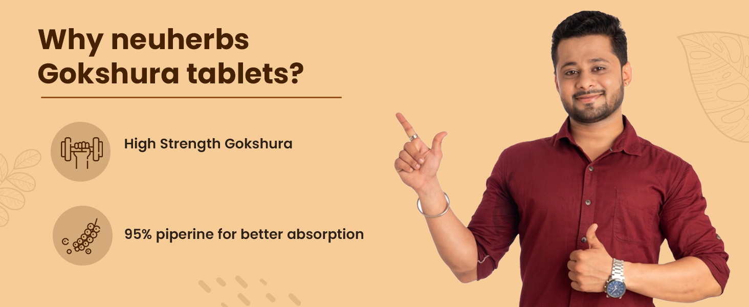 Neuherbs Gokshura 1000mg Tablets for Men - 60 Count | Tribulus Terrestris Herbal Supplement for Energy, Strength & Vitality Support | Ayurvedic Wellness Formula | No Added Preservatives